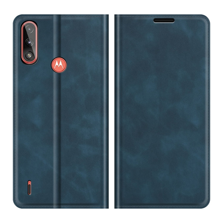 For Motorola Moto E7 Power Retro-skin Business Magnetic Suction Leather Case with Holder & Card Slots & Wallet