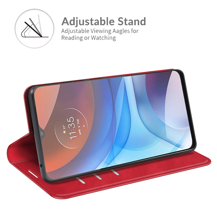 For Motorola Moto E7 Power Retro-skin Business Magnetic Suction Leather Case with Holder & Card Slots & Wallet