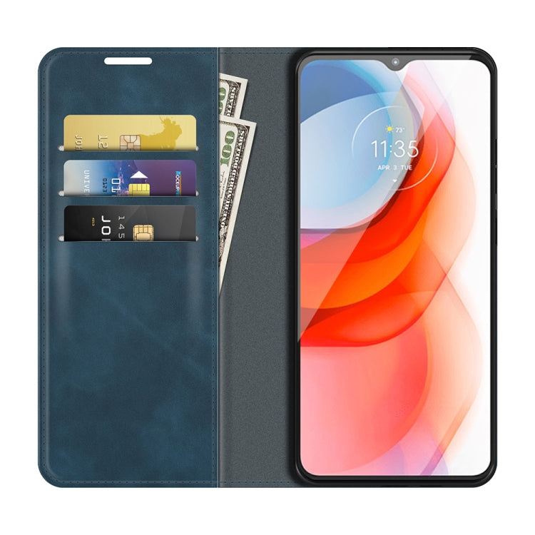 For Motorola Moto G Play 2021 Retro-skin Business Magnetic Suction Leather Case with Holder & Card Slots & Wallet