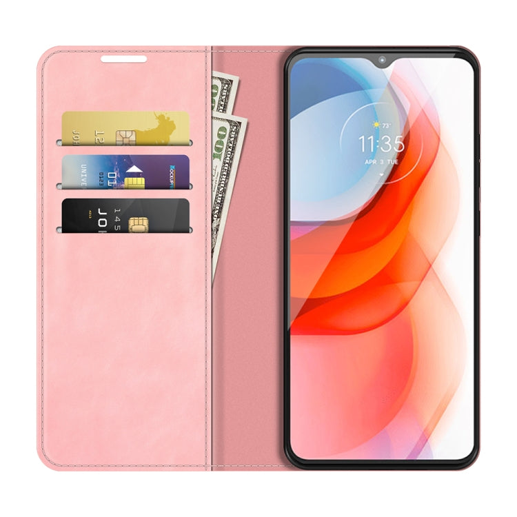 For Motorola Moto G Play 2021 Retro-skin Business Magnetic Suction Leather Case with Holder & Card Slots & Wallet