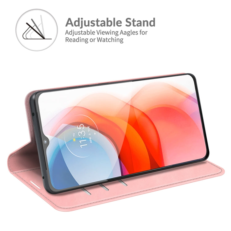 For Motorola Moto G Play 2021 Retro-skin Business Magnetic Suction Leather Case with Holder & Card Slots & Wallet