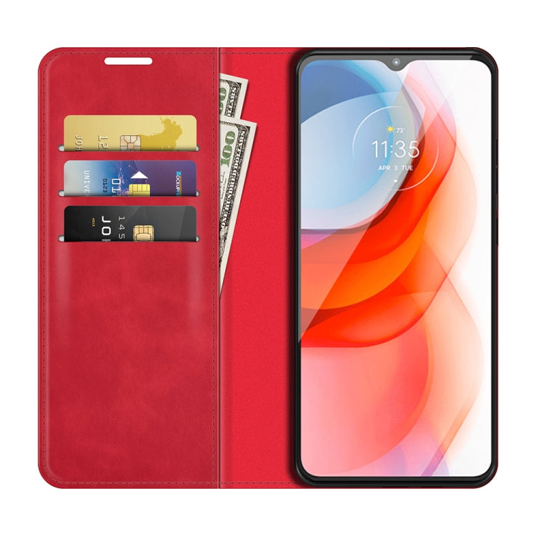 For Motorola Moto G Play 2021 Retro-skin Business Magnetic Suction Leather Case with Holder & Card Slots & Wallet