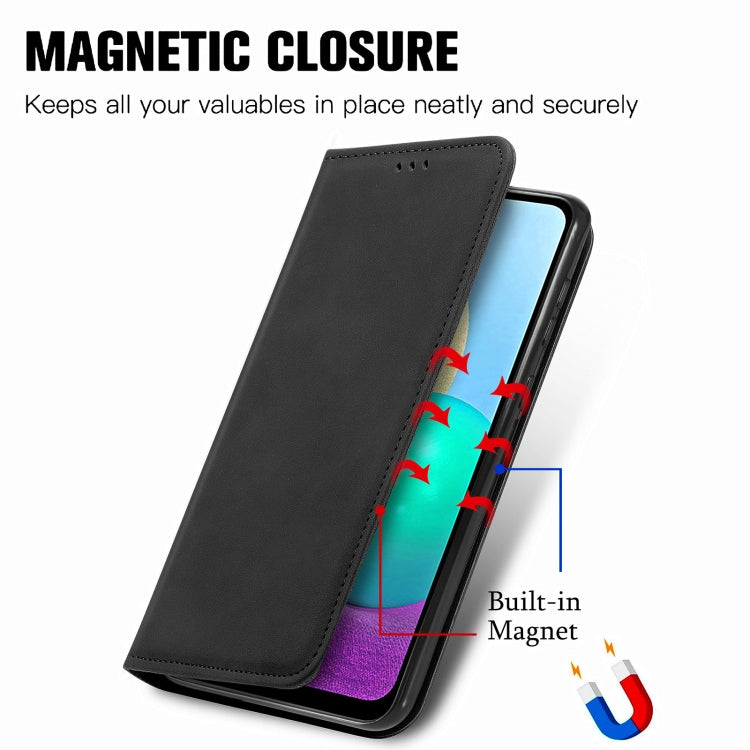 For Samsung Galaxy A02 Retro Skin Feel Business Magnetic Horizontal Flip Leather Case with Holder & Card Slots & Wallet & Photo Frame