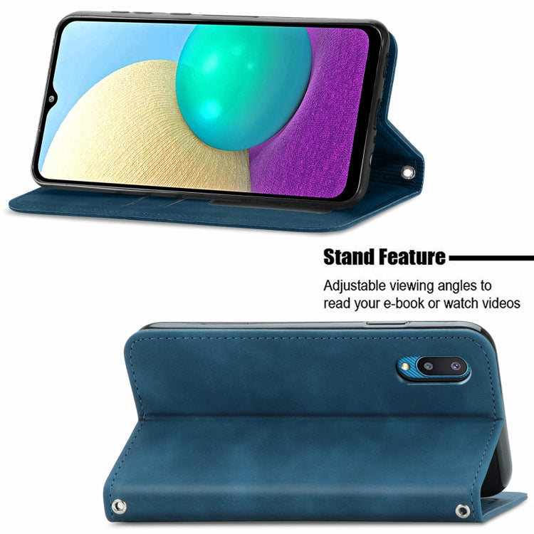 For Samsung Galaxy A02 Retro Skin Feel Business Magnetic Horizontal Flip Leather Case with Holder & Card Slots & Wallet & Photo Frame