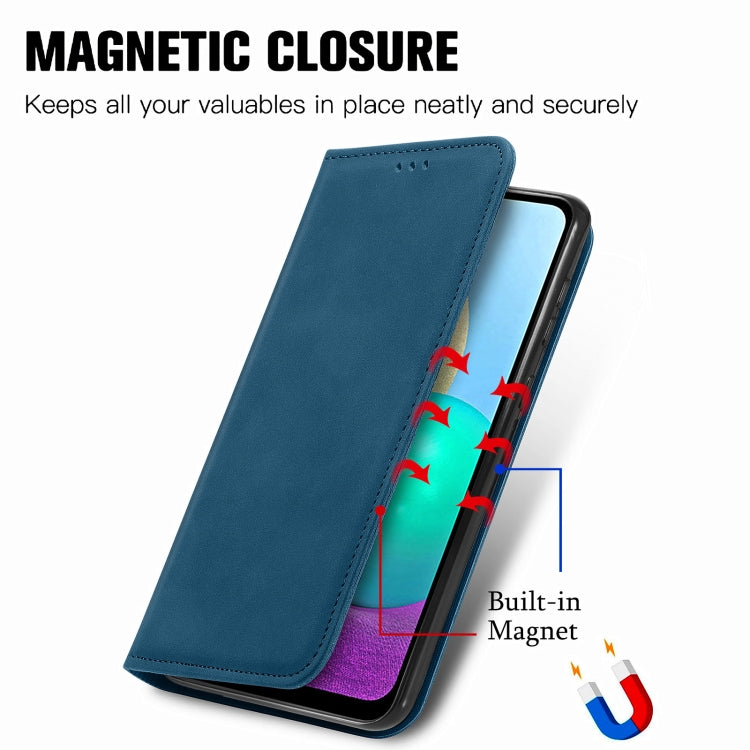 For Samsung Galaxy A02 Retro Skin Feel Business Magnetic Horizontal Flip Leather Case with Holder & Card Slots & Wallet & Photo Frame