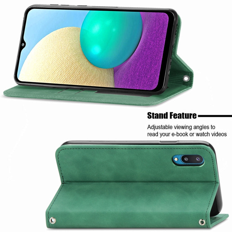 For Samsung Galaxy A02 Retro Skin Feel Business Magnetic Horizontal Flip Leather Case with Holder & Card Slots & Wallet & Photo Frame