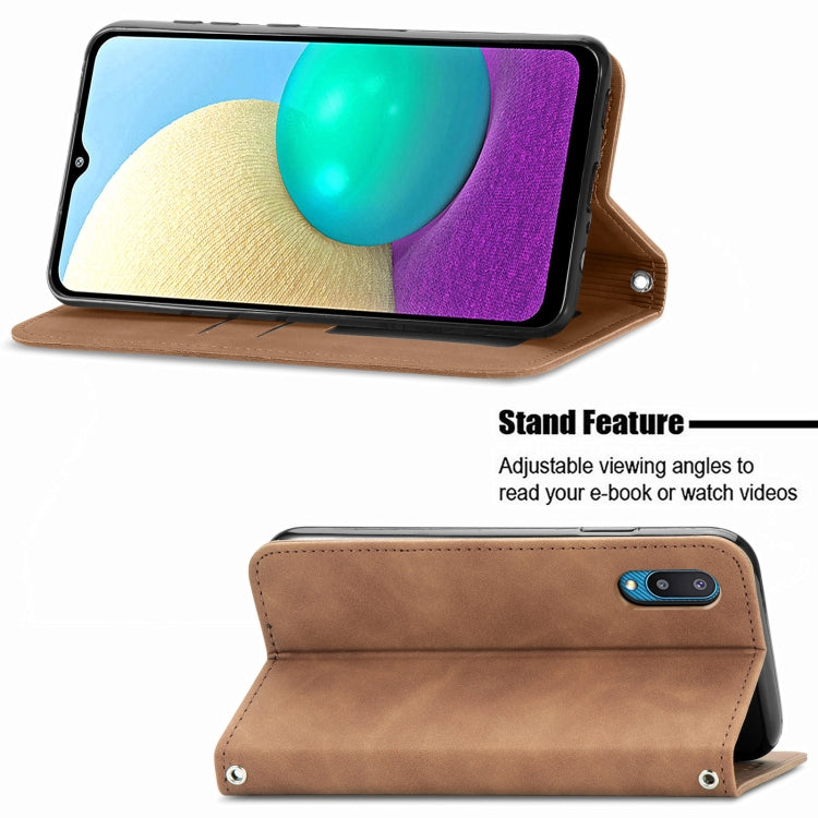 For Samsung Galaxy A02 Retro Skin Feel Business Magnetic Horizontal Flip Leather Case with Holder & Card Slots & Wallet & Photo Frame