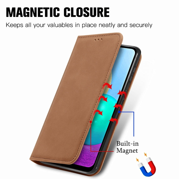 For Samsung Galaxy A02 Retro Skin Feel Business Magnetic Horizontal Flip Leather Case with Holder & Card Slots & Wallet & Photo Frame