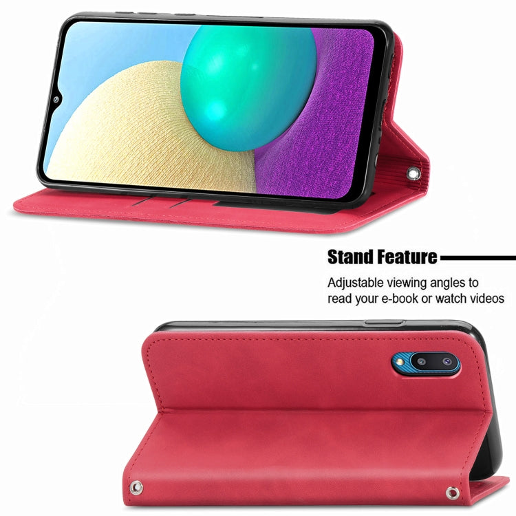 For Samsung Galaxy A02 Retro Skin Feel Business Magnetic Horizontal Flip Leather Case with Holder & Card Slots & Wallet & Photo Frame
