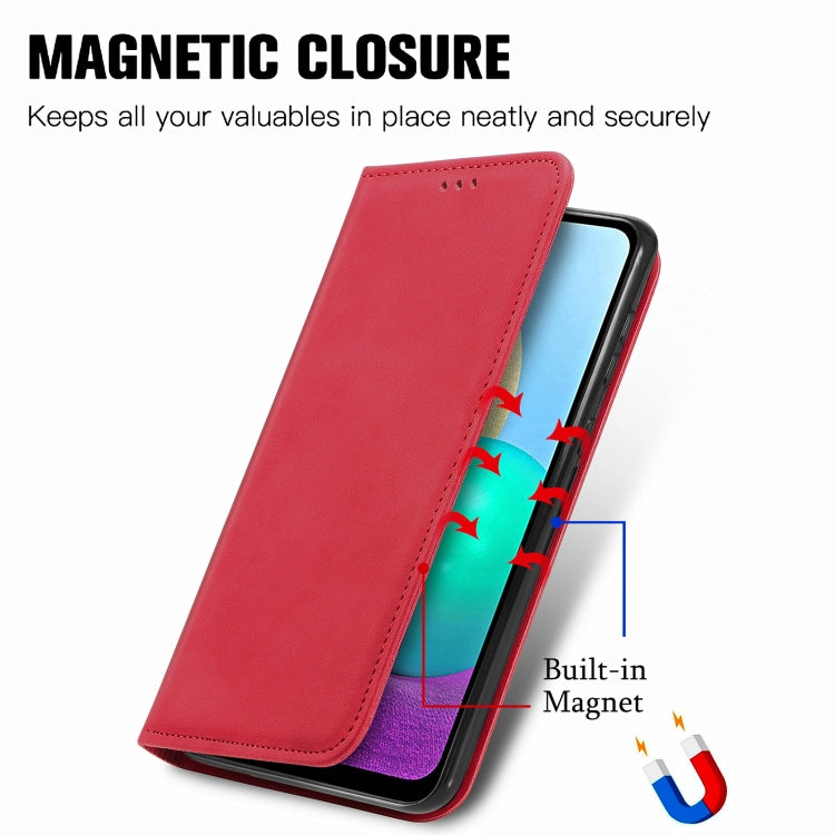 For Samsung Galaxy A02 Retro Skin Feel Business Magnetic Horizontal Flip Leather Case with Holder & Card Slots & Wallet & Photo Frame
