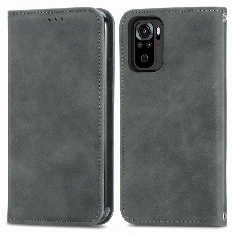 For Xiaomi Redmi Note 10 4G Retro Skin Feel Business Magnetic Horizontal Flip Leather Case with Holder & Card Slots & Wallet & Photo Frame