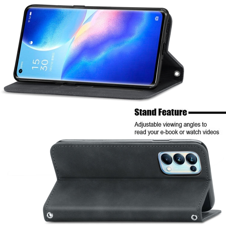 For OPPO Reno5 Pro 5G Retro Skin Feel Business Magnetic Horizontal Flip Leather Case with Holder & Card Slots & Wallet & Photo Frame