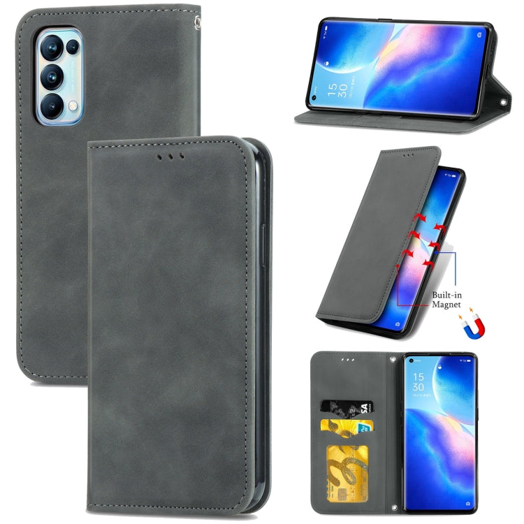 For OPPO Reno5 Pro 5G Retro Skin Feel Business Magnetic Horizontal Flip Leather Case with Holder & Card Slots & Wallet & Photo Frame