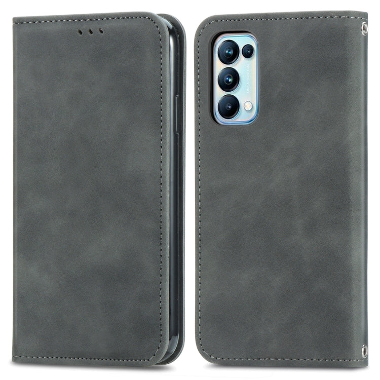 For OPPO Reno5 Pro 5G Retro Skin Feel Business Magnetic Horizontal Flip Leather Case with Holder & Card Slots & Wallet & Photo Frame