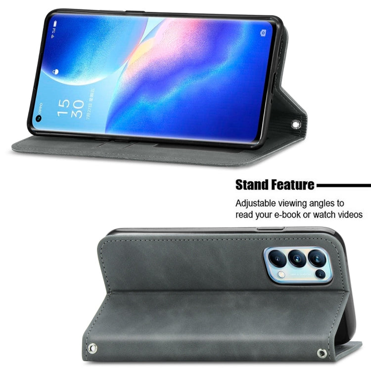 For OPPO Reno5 Pro 5G Retro Skin Feel Business Magnetic Horizontal Flip Leather Case with Holder & Card Slots & Wallet & Photo Frame
