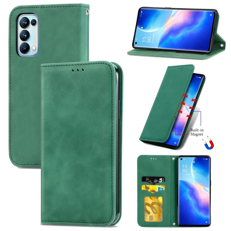 For OPPO Reno5 Pro 5G Retro Skin Feel Business Magnetic Horizontal Flip Leather Case with Holder & Card Slots & Wallet & Photo Frame