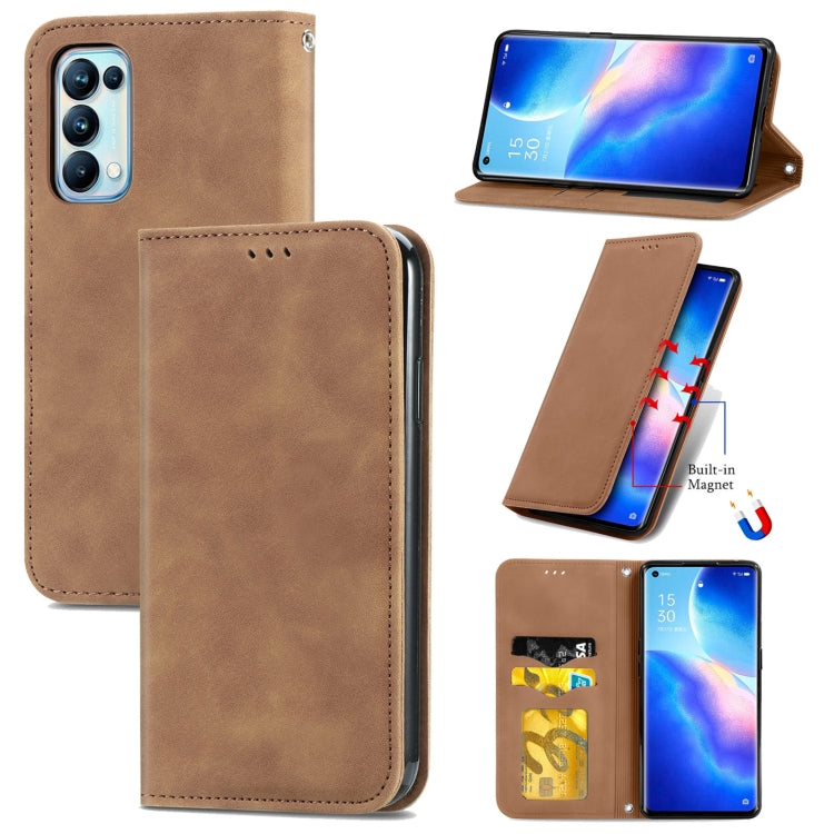 For OPPO Reno5 Pro 5G Retro Skin Feel Business Magnetic Horizontal Flip Leather Case with Holder & Card Slots & Wallet & Photo Frame