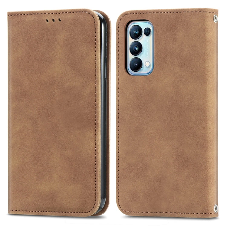 For OPPO Reno5 Pro 5G Retro Skin Feel Business Magnetic Horizontal Flip Leather Case with Holder & Card Slots & Wallet & Photo Frame