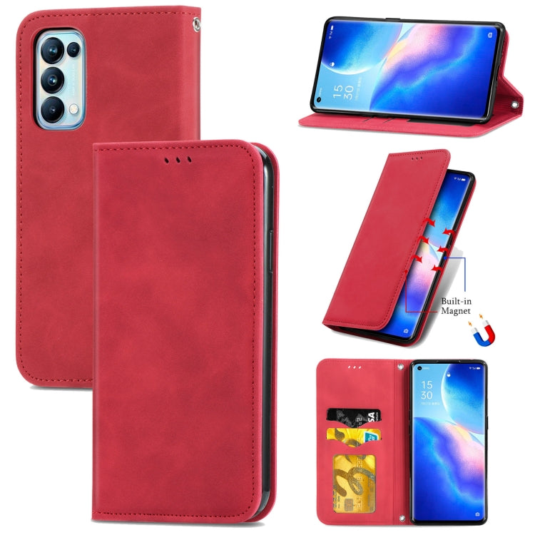 For OPPO Reno5 Pro 5G Retro Skin Feel Business Magnetic Horizontal Flip Leather Case with Holder & Card Slots & Wallet & Photo Frame