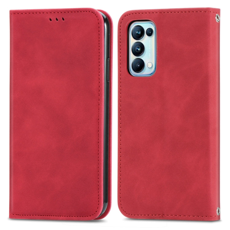 For OPPO Reno5 Pro 5G Retro Skin Feel Business Magnetic Horizontal Flip Leather Case with Holder & Card Slots & Wallet & Photo Frame