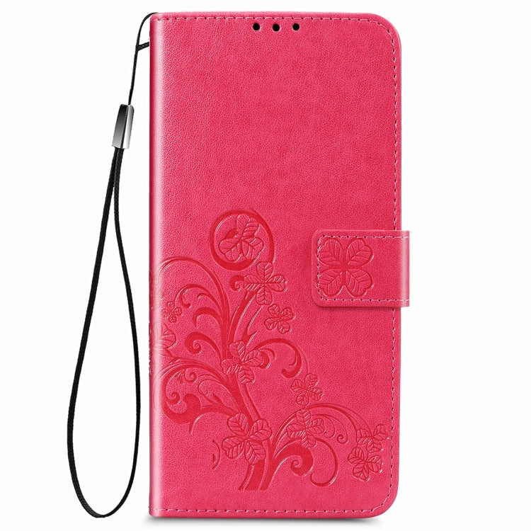 For LG Stylo 7 Four-leaf Clasp Embossed Buckle Mobile Phone Protection Leather Case with Lanyard & Card Slot & Wallet & Bracket Function