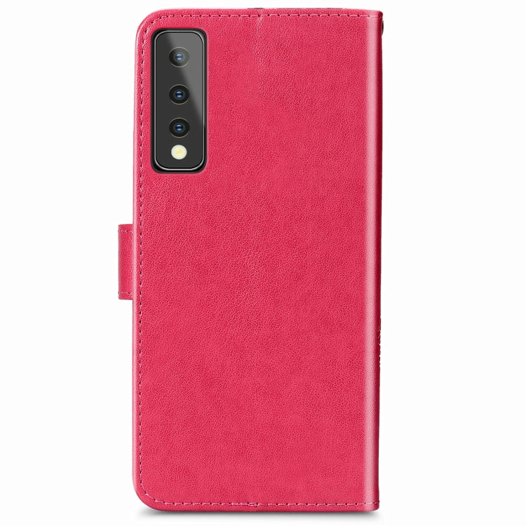 For LG Stylo 7 Four-leaf Clasp Embossed Buckle Mobile Phone Protection Leather Case with Lanyard & Card Slot & Wallet & Bracket Function