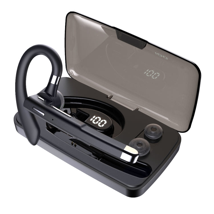JD-298425 Business Single Ear Hanging Bluetooth 5.0 Wireless Earphone with Charging Box