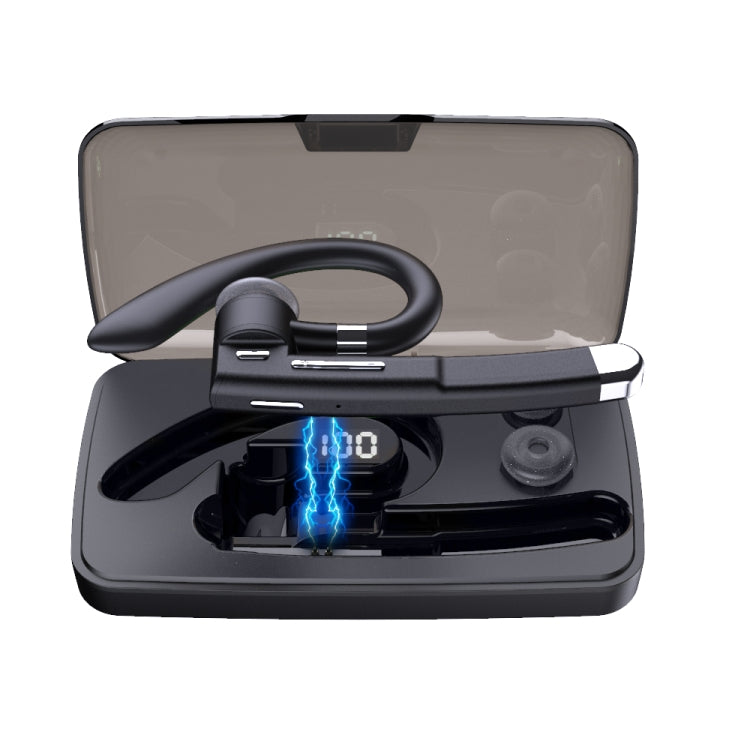 JD-298425 Business Single Ear Hanging Bluetooth 5.0 Wireless Earphone with Charging Box