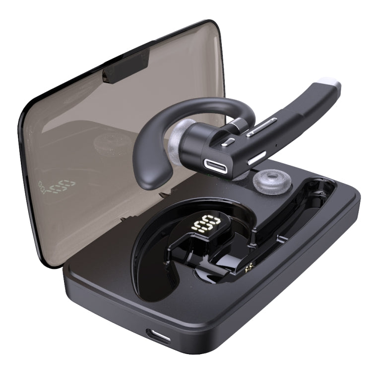 JD-298425 Business Single Ear Hanging Bluetooth 5.0 Wireless Earphone with Charging Box