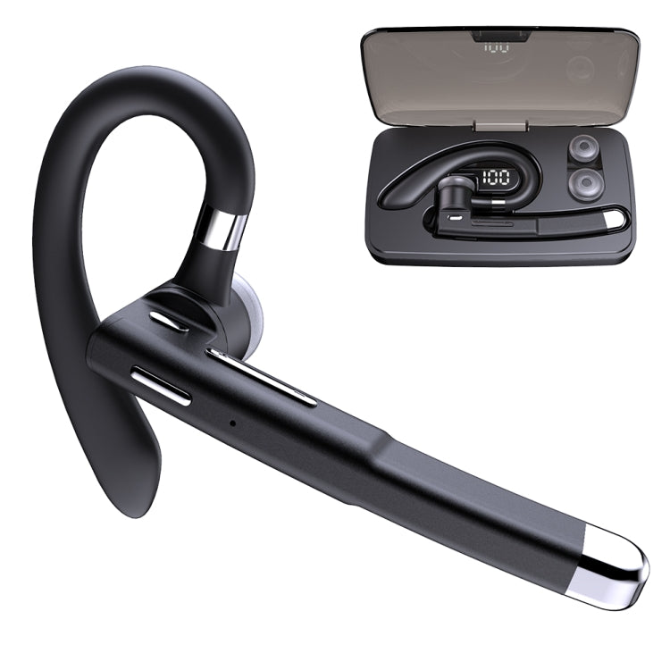 JD-298425 Business Single Ear Hanging Bluetooth 5.0 Wireless Earphone with Charging Box
