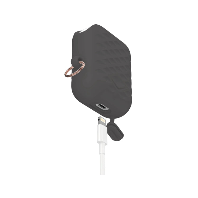 Diamond Square Plaid Waterproof Carabiner Hook Silicone Case For Apple AirPods