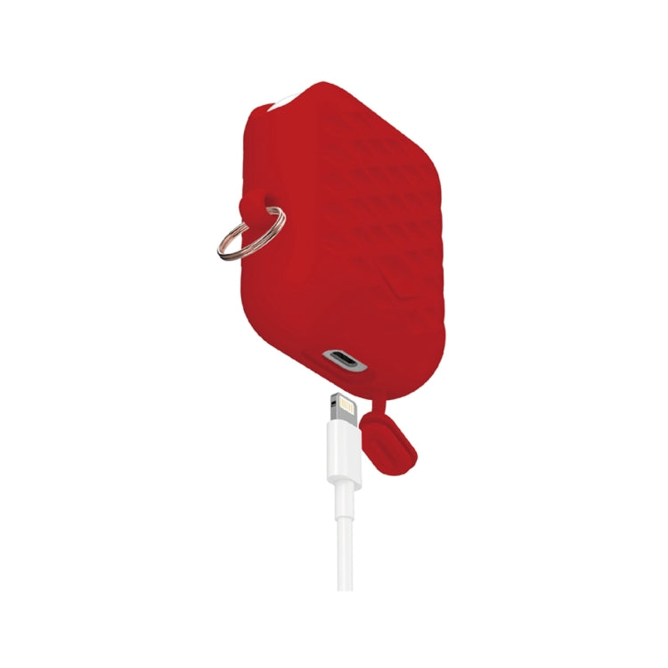 Diamond Square Plaid Waterproof Carabiner Hook Silicone Case For Apple AirPods