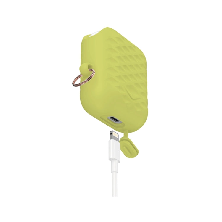 Diamond Square Plaid Waterproof Carabiner Hook Silicone Case For Apple AirPods