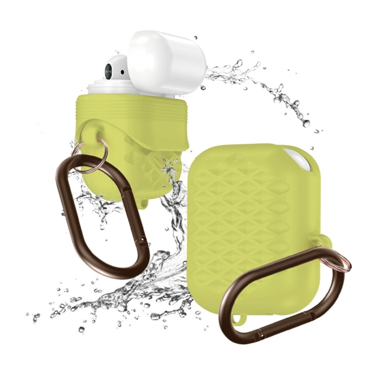 Diamond Square Plaid Waterproof Carabiner Hook Silicone Case For Apple AirPods