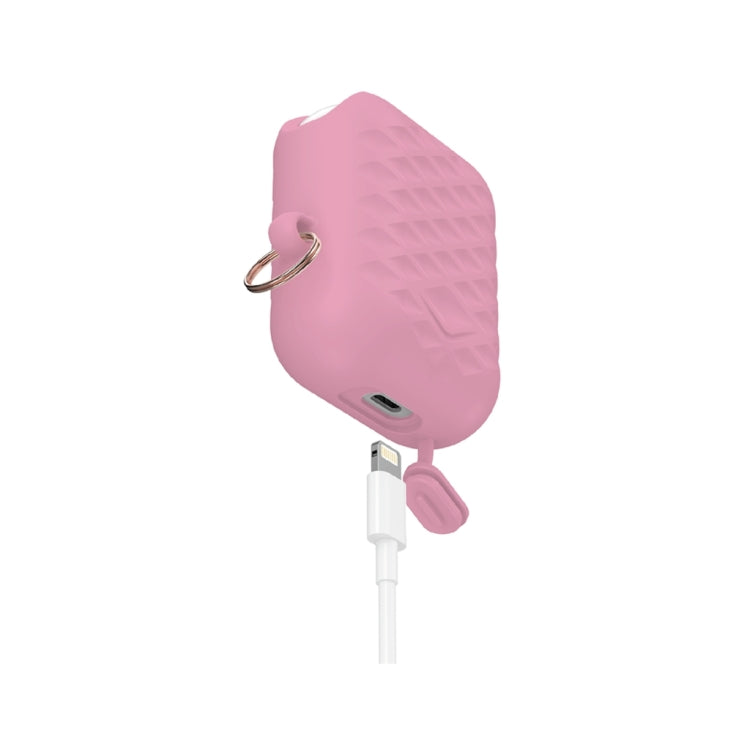 Diamond Square Plaid Waterproof Carabiner Hook Silicone Case For Apple AirPods