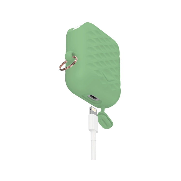 Diamond Square Plaid Waterproof Carabiner Hook Silicone Case For Apple AirPods