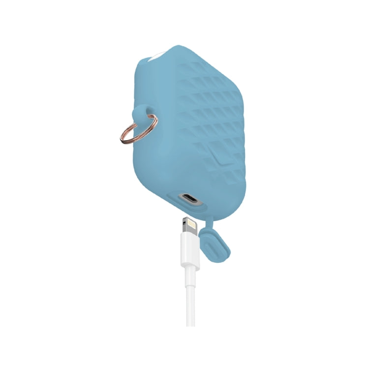 Diamond Square Plaid Waterproof Carabiner Hook Silicone Case For Apple AirPods