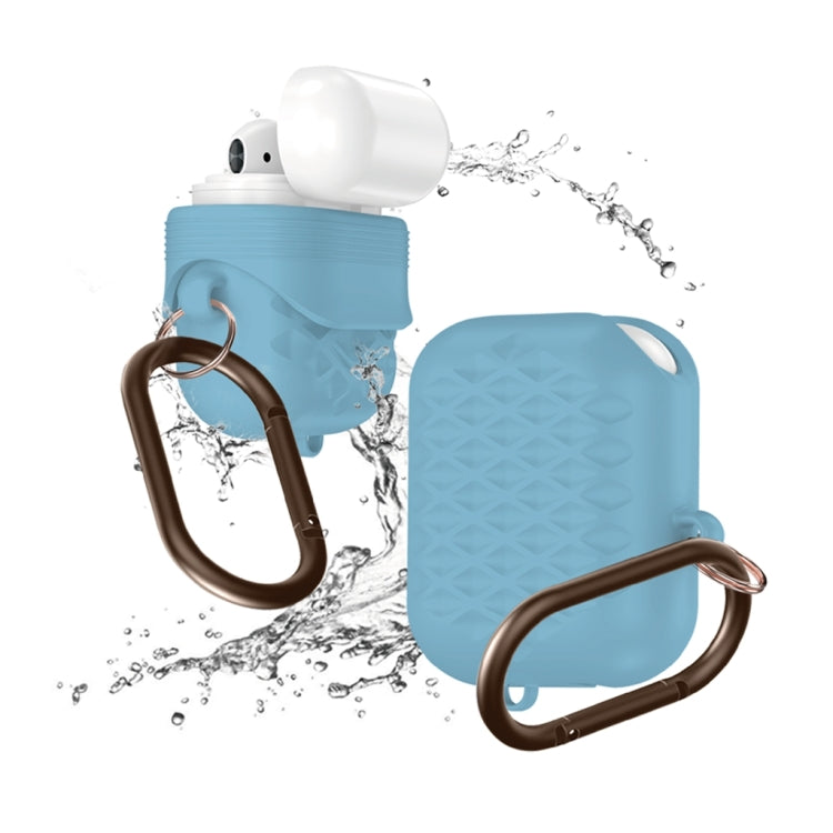 Diamond Square Plaid Waterproof Carabiner Hook Silicone Case For Apple AirPods