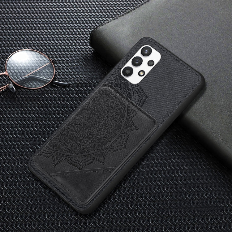 For Samsung Galaxy A32 5G Mandala Embossed Magnetic Cloth PU+TPU+PC Case with Holder & Card Slots & Wallet & Photo Frame