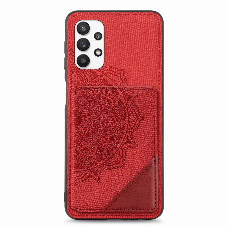 For Samsung Galaxy A32 5G Mandala Embossed Magnetic Cloth PU+TPU+PC Case with Holder & Card Slots & Wallet & Photo Frame