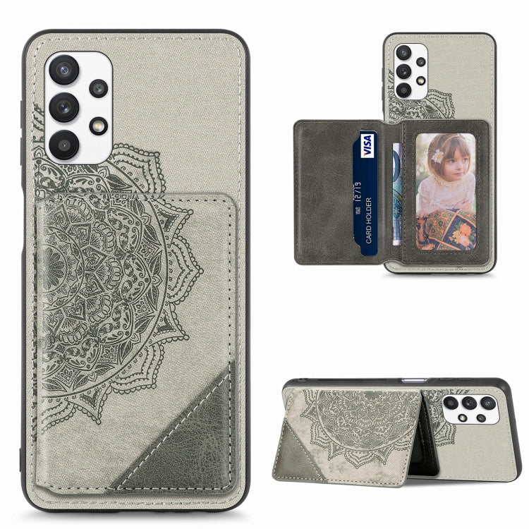For Samsung Galaxy A32 5G Mandala Embossed Magnetic Cloth PU+TPU+PC Case with Holder & Card Slots & Wallet & Photo Frame