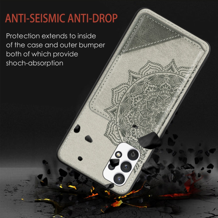 For Samsung Galaxy A32 5G Mandala Embossed Magnetic Cloth PU+TPU+PC Case with Holder & Card Slots & Wallet & Photo Frame
