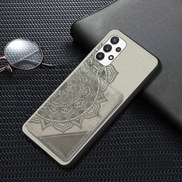 For Samsung Galaxy A32 5G Mandala Embossed Magnetic Cloth PU+TPU+PC Case with Holder & Card Slots & Wallet & Photo Frame
