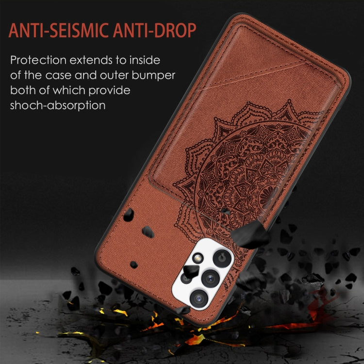 For Samsung Galaxy A32 5G Mandala Embossed Magnetic Cloth PU+TPU+PC Case with Holder & Card Slots & Wallet & Photo Frame