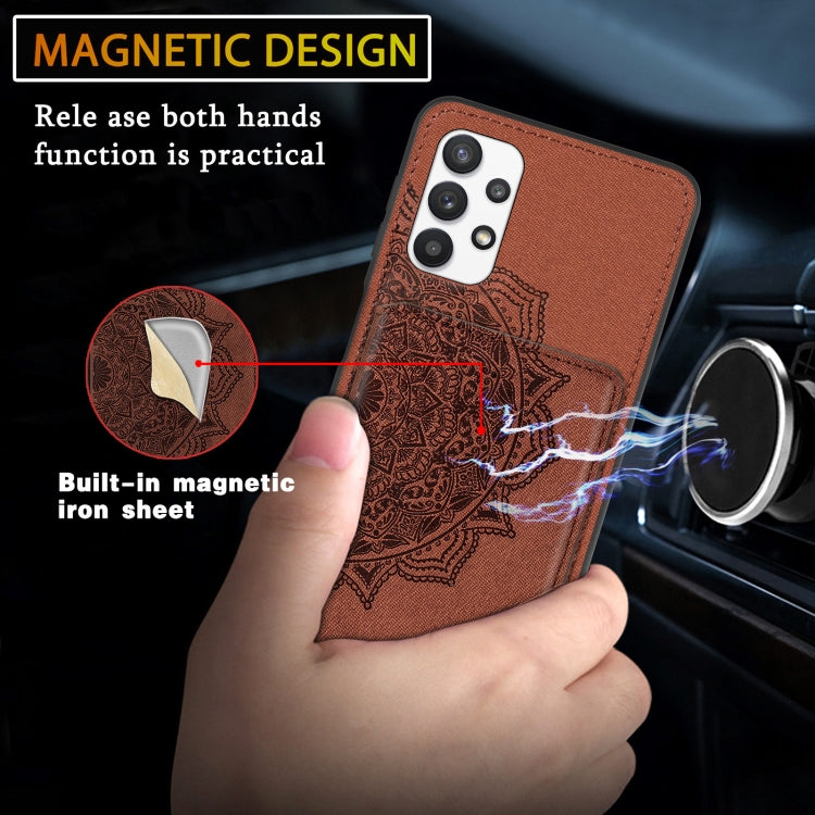 For Samsung Galaxy A32 5G Mandala Embossed Magnetic Cloth PU+TPU+PC Case with Holder & Card Slots & Wallet & Photo Frame