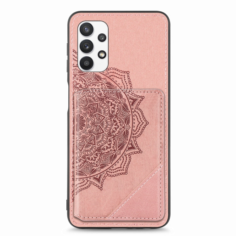 For Samsung Galaxy A32 5G Mandala Embossed Magnetic Cloth PU+TPU+PC Case with Holder & Card Slots & Wallet & Photo Frame