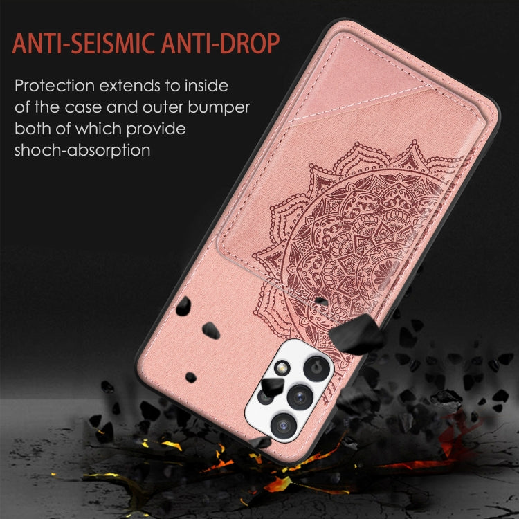 For Samsung Galaxy A32 5G Mandala Embossed Magnetic Cloth PU+TPU+PC Case with Holder & Card Slots & Wallet & Photo Frame