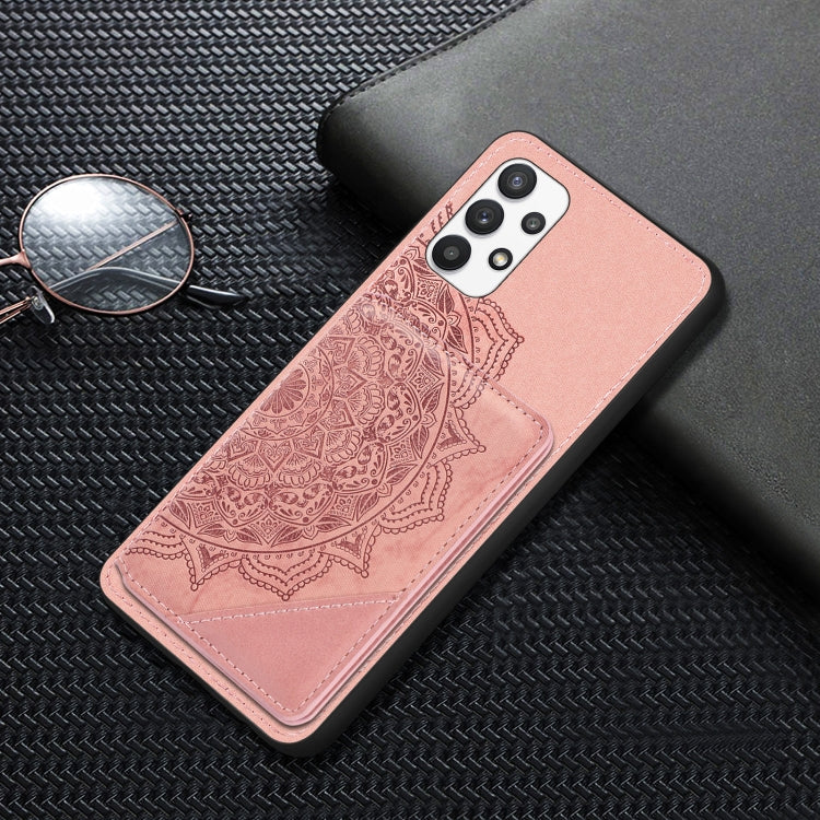 For Samsung Galaxy A32 5G Mandala Embossed Magnetic Cloth PU+TPU+PC Case with Holder & Card Slots & Wallet & Photo Frame