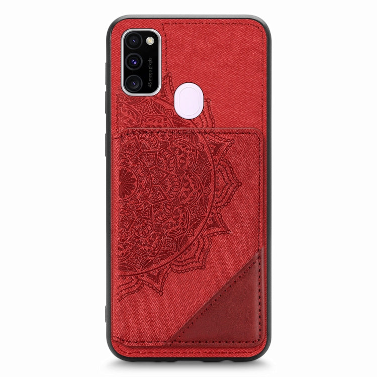 For Samsung Galaxy M21 Mandala Embossed Magnetic Cloth PU+TPU+PC Case with Holder & Card Slots & Wallet & Photo Frame