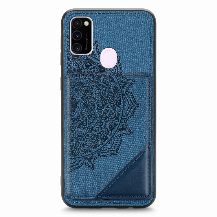 For Samsung Galaxy M21 Mandala Embossed Magnetic Cloth PU+TPU+PC Case with Holder & Card Slots & Wallet & Photo Frame